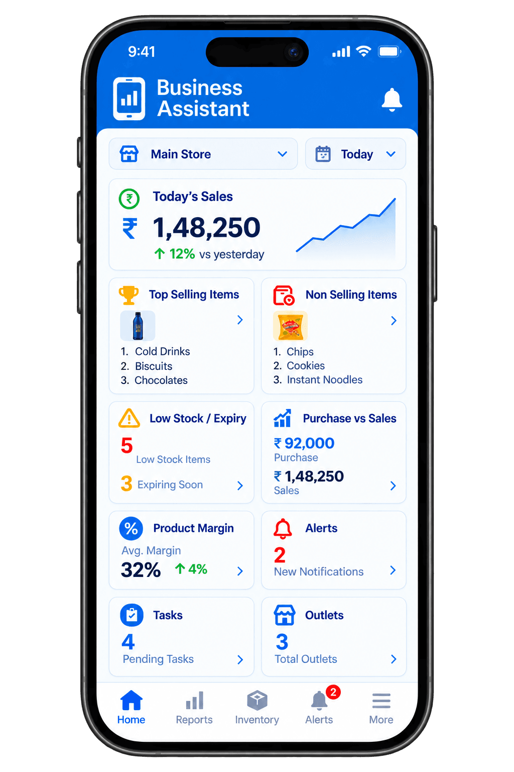 Business Assistant — mobile app preview