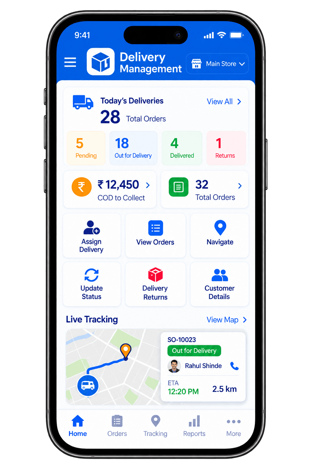 Delivery Management — mobile app preview