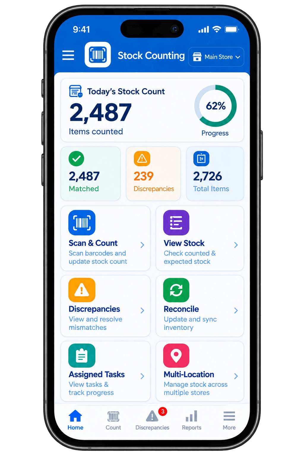 Stock Counting — mobile app preview