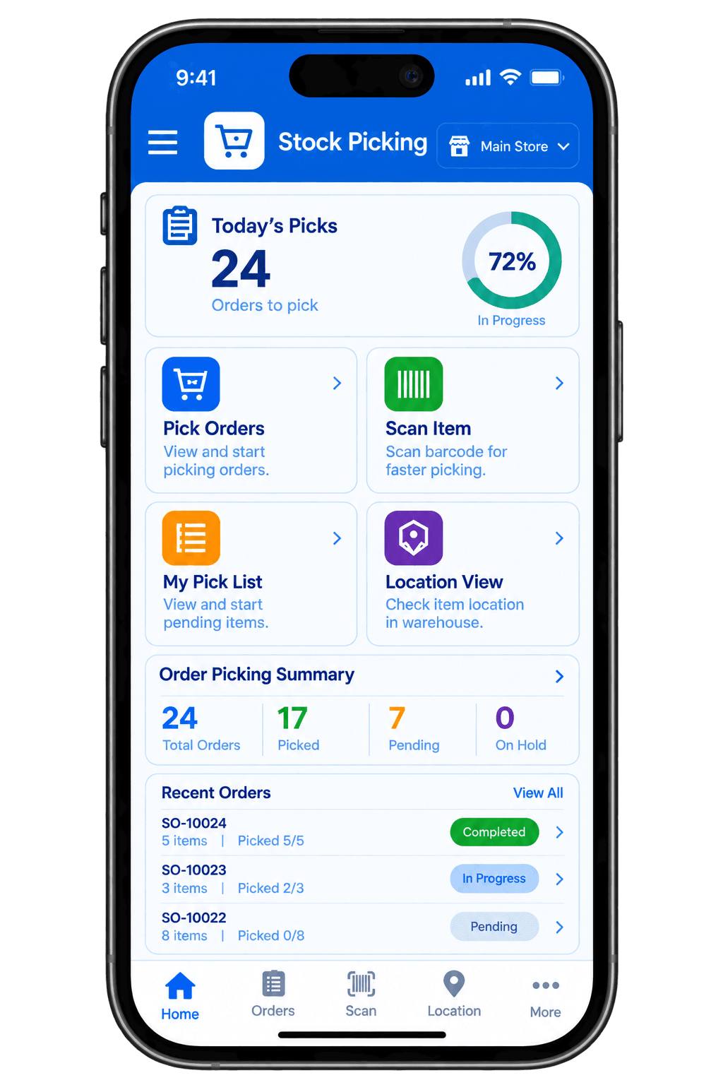 Stock Picking — mobile app preview
