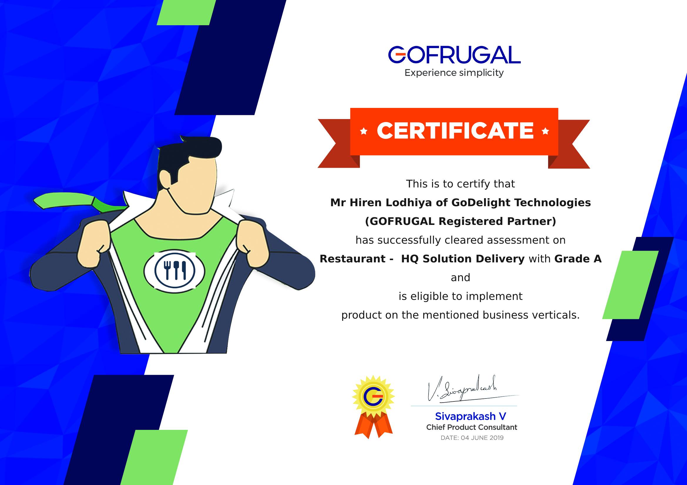 Restaurant Certificate